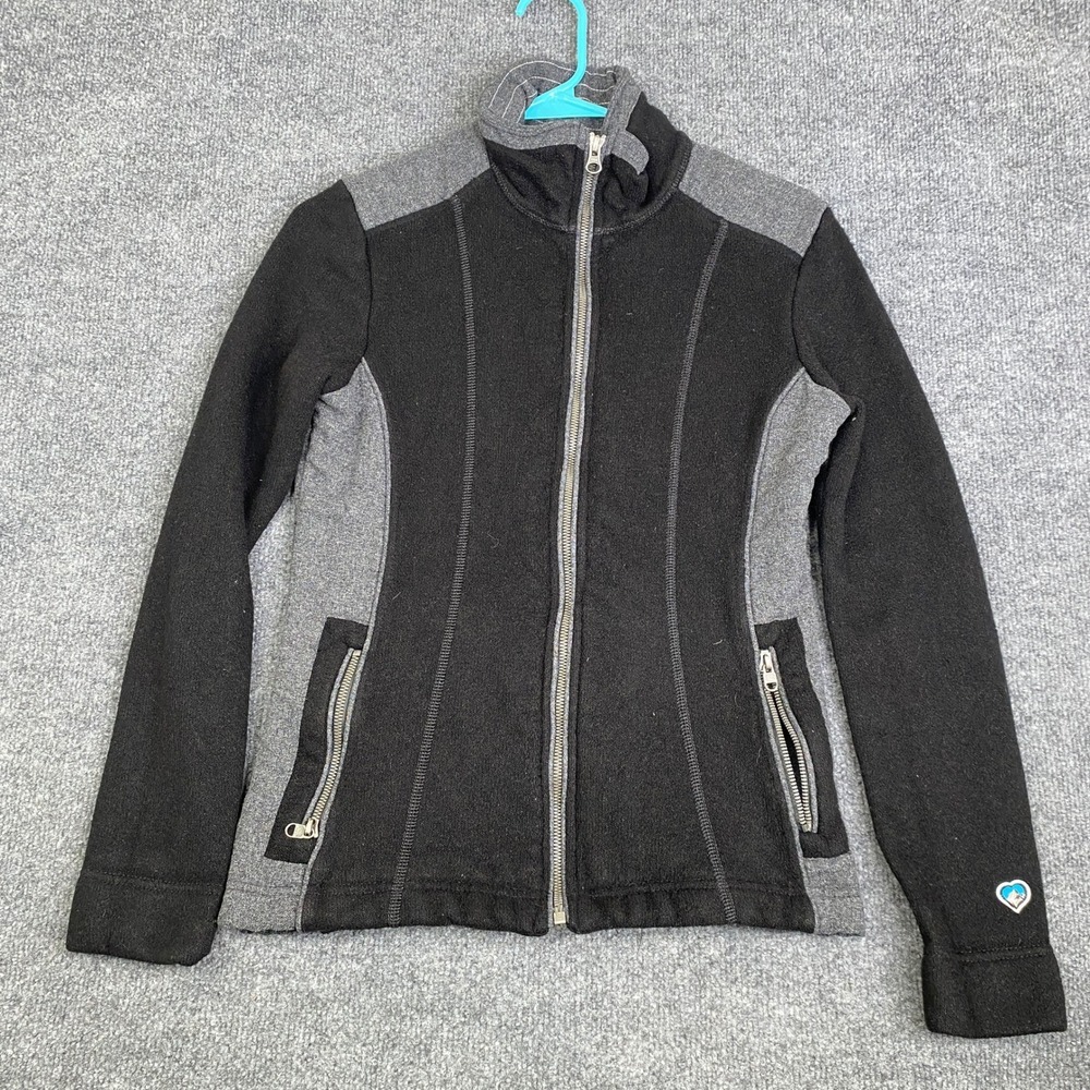 Kuhl Alfpaca Fleece Jacket Womens Small Black Gray Full Zip Performance Layer